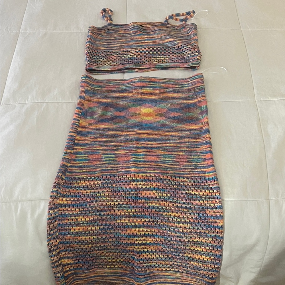 Colorful Knit Two-Piece Set brand new